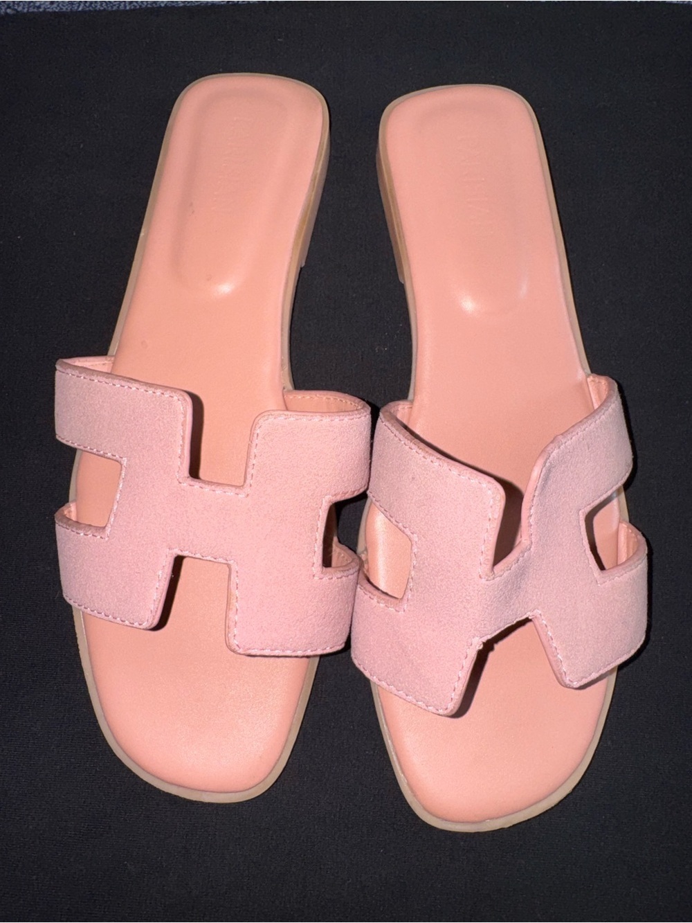 Parisian Pink Suede Cutout Slide Sandals